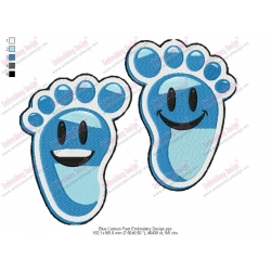 Blue Cartoon Happy Feet Embroidery Design